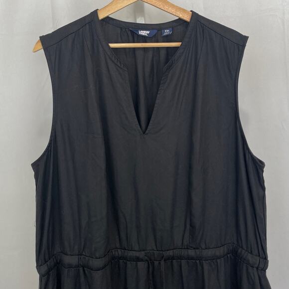 LANDS' END Tiered Midi Dress Sleeveless V Neck Lyocell Black Size 2XL XXL - Picture 4 of 8